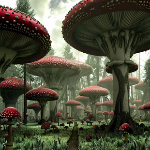 梦幻蘑菇背景