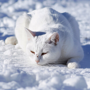 雪地上的猫咪