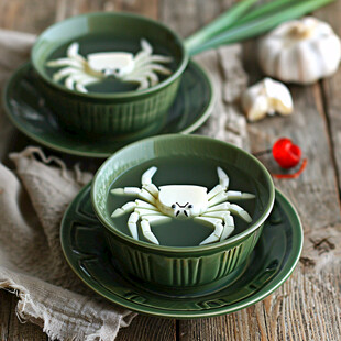 描金加绿彩镂空餐餐