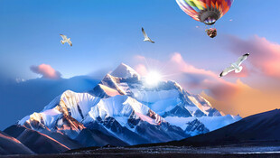 雪山风景画