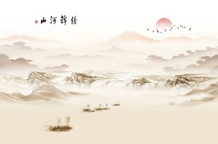 山水画背景墙