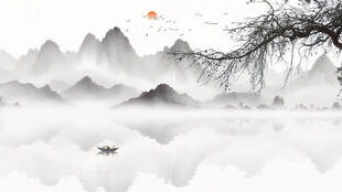 水墨山水电视背景
