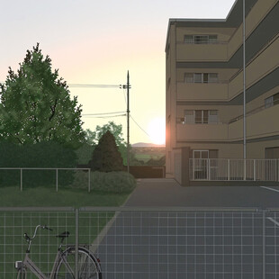 日落街道插画