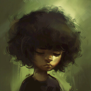 头上毛卷发绿光