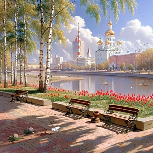 俄罗斯意境城市手绘