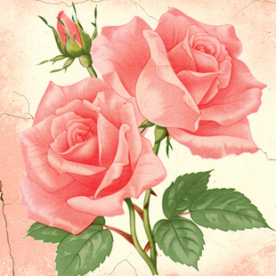 写实手绘玫瑰花素材