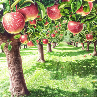 手绘苹果园