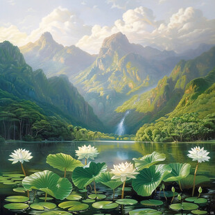 油画山水风景