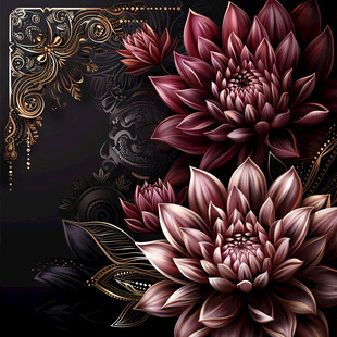 手绘金属质感荷花