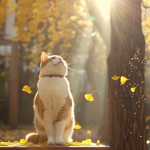 银杏树下的猫