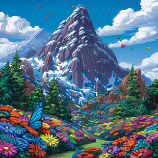 山风景插画包装