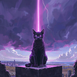 楼顶的霸气黑猫