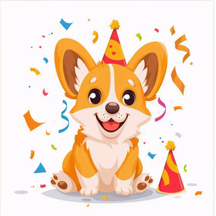 可爱的柯基犬插画