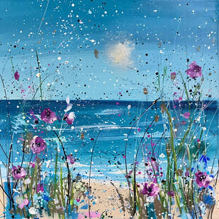 手绘海滩抽像画