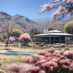 桃花丛中的小屋