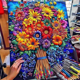 油画棒鲜花