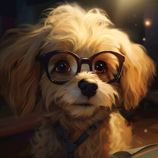 戴眼镜的狗狗 萌翻了
