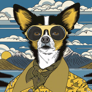 墨镜小狗 山间远眺