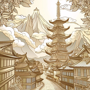 飞英塔插画