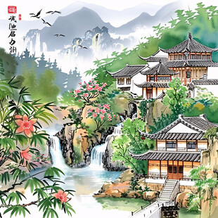 江南香山风景区插画