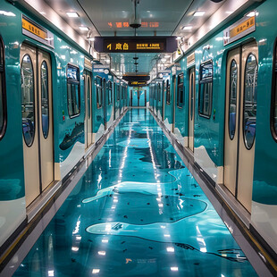 地铁车厢的海底世界