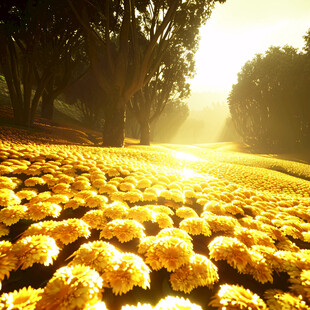 金色的花海 梦境般的景色