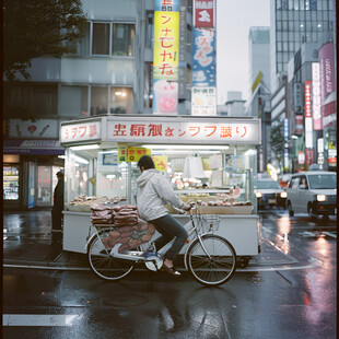 雨中骑行 东京街头