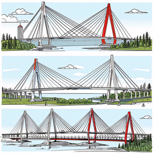 三座风格迥异的斜拉桥
