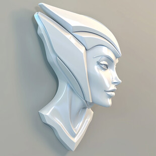 未来感雕塑 精致女性头像