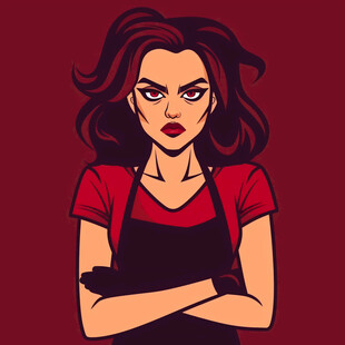 冷艳红唇 自信眼神