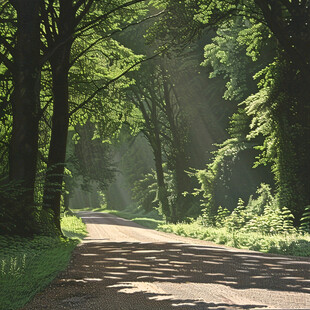 阳光洒落林间小路