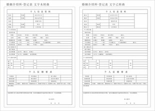 婚姻介绍所登记表
