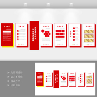 红色简约企业文化墙