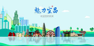宜昌城市旅游展板