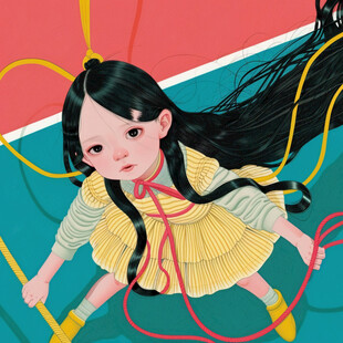 麻花辫女孩插画