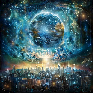 梦境科幻地球插画