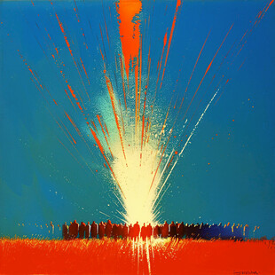 油画刀刮画抽象光影