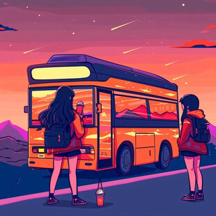大巴车插画