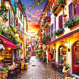 欧美小镇插画