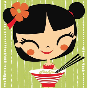 卡通女孩米线