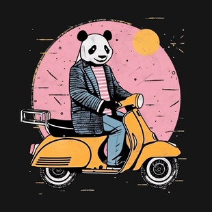 卡通熊猫送外卖形象