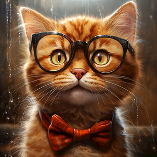 卡通猫戴眼镜的猫叔