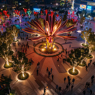 五角场下沉广场夜景