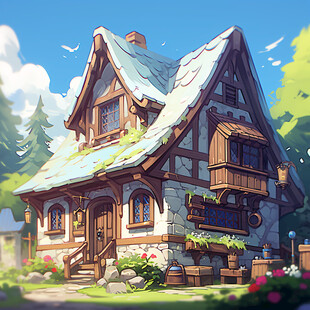 美式卡通风格场景