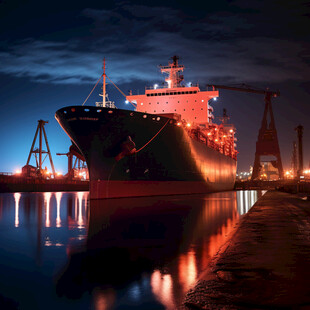 货轮夜景