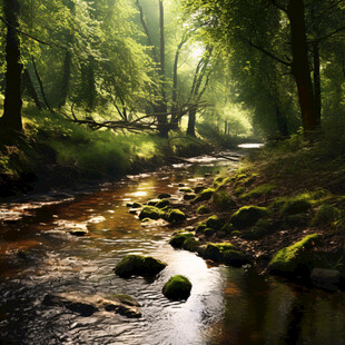 大自然森林溪水