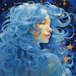 星空女孩插画