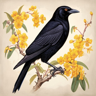 欧美风格鸟花卉