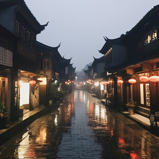 雨中古街