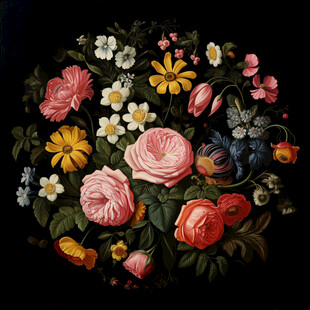 高清插画宫廷静物花卉